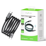 Câble de recharge magnétique Rixus RXUC66C USB-C vers USB-C 100 cm 60 W Noir