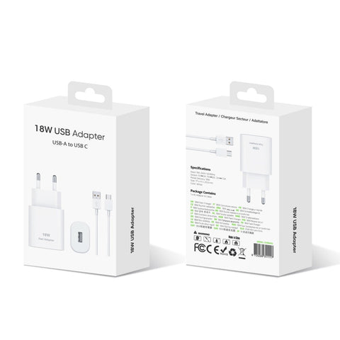 Adaptateur de voyage à charge rapide 2-1 CH18W02 USB-A vers USB-C 18 W blanc
