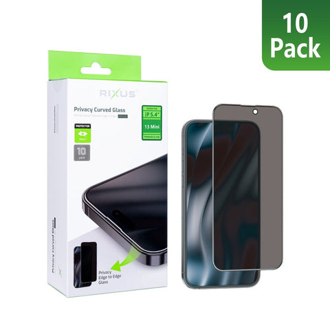 Verre trempé Rixus Privacy Full Curved Edge pour Apple iPhone 13 Mini (lot de 10)