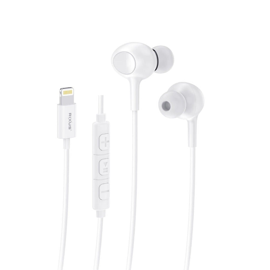 Casque audio filaire avec microphone Rixus RXHD56LW, type écouteurs intra-auriculaires, blanc