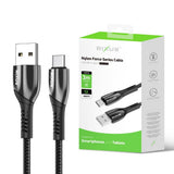 Câble de recharge Rixus RXUC39AC USB-A vers USB-C tressé en nylon 3 m noir