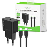 Chargeur Rapide avec Câble USB-C 25W Rixus RXHC05B - Noir