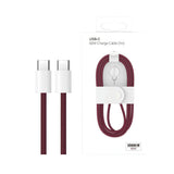 Câble Tressé USB-C vers USB-C 60W 100cm US80001M Boîte Détaillant pour Apple iPhone 15, 16, 17, 18 Series - Bordeaux