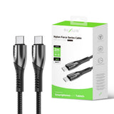 Câble de recharge rapide Rixus RXUC38C USB-C vers USB-C tressé en nylon 2 m noir
