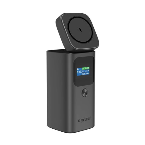Batterie externe magnétique Rixus RXPB15 avec écran TFT 15 000 mAh 100 W Gris foncé