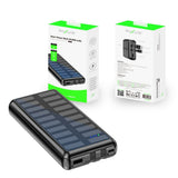 Batterie externe solaire Rixus RXPB47 20 000 mAh avec câbles intégrés - Noir