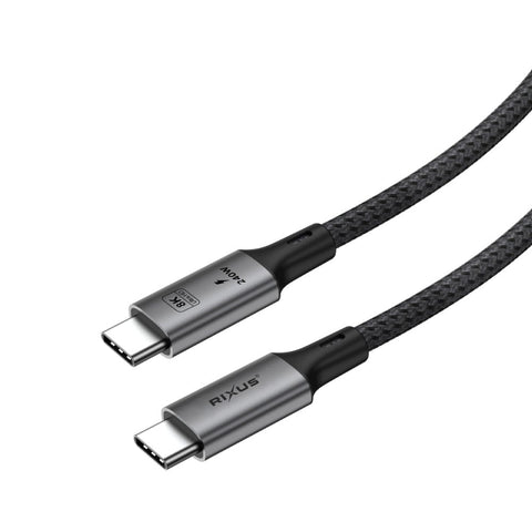 Câble Rixus RXUC01 USB-C 4.0 vers USB-C, 1 m, 240 W, gris