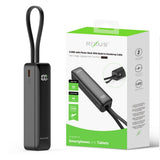 Batterie externe Rixus RXPB03B avec écran numérique 5 000 mAh et câble USB-C intégré - Noir
