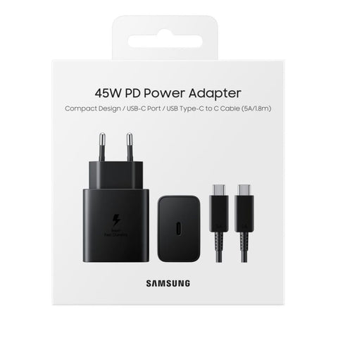 Chargeur ultra rapide Samsung Câble USB-C vers USB-C 180 cm 45 W EP-T4510XBEGEU Noir Service Pack