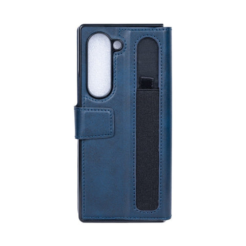 Étui portefeuille Rixus avec porte-stylo pour Samsung Galaxy Z Fold5 bleu