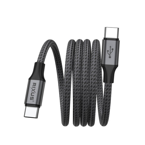 Câble de recharge magnétique Rixus RXUC66C USB-C vers USB-C 100 cm 60 W Noir