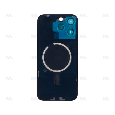 Vitre Arrière sans NFC, cadre d'appareil photo agrandi pour Apple iPhone 15 Pro Max - Blanc Titane - Compatible