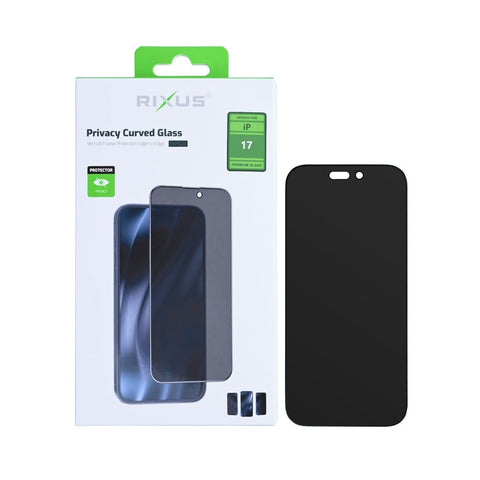 Verre trempé Rixus Privacy Full Curved Edge pour Apple iPhone 17
