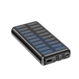 Batterie externe solaire Rixus RXPB47 20 000 mAh avec câbles intégrés - Noir