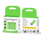 Batterie rechargeable AA Rixus RXAA05 3000 mWh avec câble USB-C, lot de 4