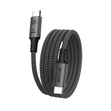 Câble magnétique Rixus RXUC03 USB-C 4.0 vers USB-C facile à enrouler, 1,5 m, 100 W, gris sidéral