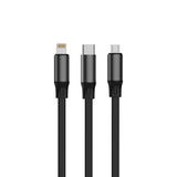 Chargeur rapide USB-C de bureau rétractable 3 en 1 Rixus RXUC61, 1,7 m, 100 W, noir