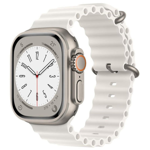 Bracelet en silicone souple et respirant Ocean pour Apple Watch Series 38/40/41 mm (taille M/L) - Blanc antique