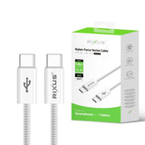 Câble de recharge rapide Rixus RXUC08C USB-C vers USB-C Câble tressé en nylon 1,8 m Blanc