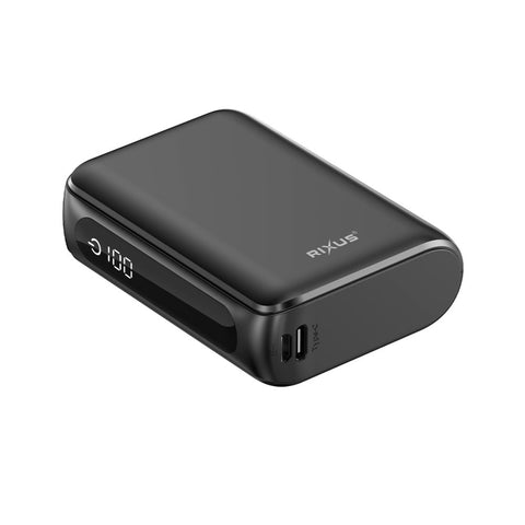 Batterie externe compacte Rixus RXPB24 avec écran numérique 10 000 mAh - Noir