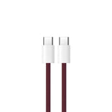 Câble Tressé USB-C vers USB-C 60W 100cm US80001M Vrac pour Apple iPhone 15, 16, 17, 18 Series - Bordeaux