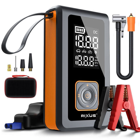 Pompe à air 4 en 1 Rixus RXAP05 avec démarreur de secours, noir