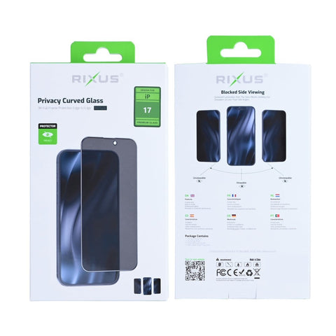 Verre trempé Rixus Privacy Full Curved Edge pour Apple iPhone 17