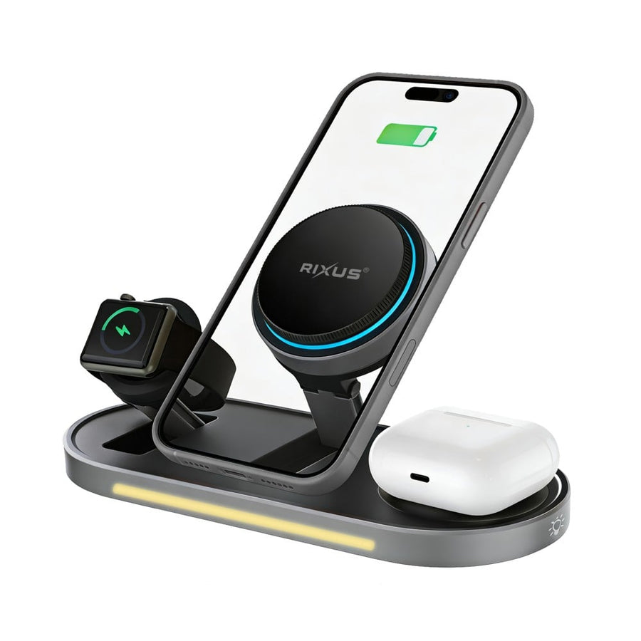 Support Chargeur Sans Fil 3-en-1 25W avec Refroidissement Glacé Rixus RXWC16 - Noir