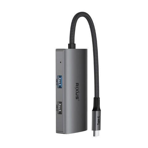 Adaptateur USB-C vers Ethernet HDMI Rixus RXHU07 avec station d'accueil, gris