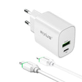 Adaptateur Rixus RX90L avec câble USB-C vers Lightning 1 m 20 W blanc
