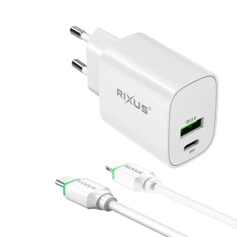 Adaptateur Rixus RX90L avec câble USB-C vers Lightning 1 m 20 W blanc