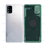 Vitre arrière pour Samsung Galaxy A71 A715F avec prisme pour objectif, couleur argent, OEM