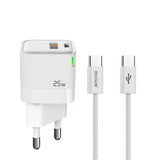 Kit chargeur mural Rixus RXHC11 25 W avec câble USB-C vers USB-C
