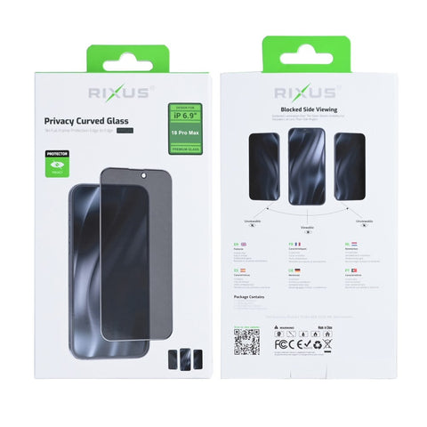 Verre Trempé Confidentialité Rixus Bords Incurvés Pour Apple iPhone 18 Pro Max