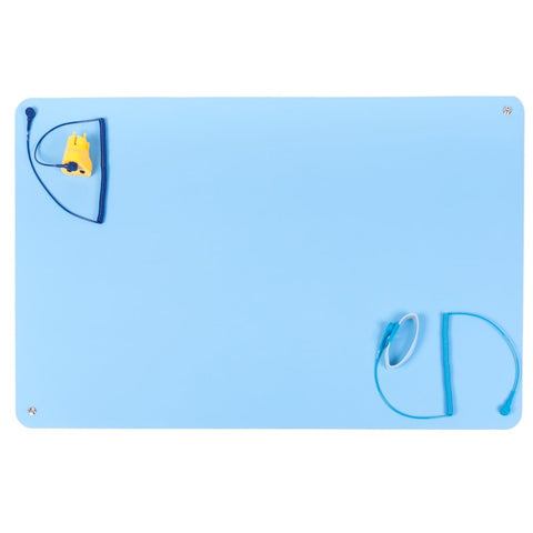 Tapis de table en caoutchouc ESD haut de gamme, kit de démarrage 900 mm x 610 mm, bleu