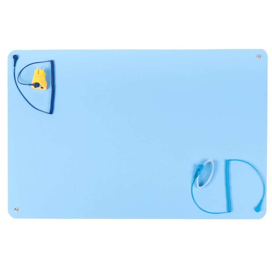 Tapis de table en caoutchouc ESD haut de gamme, kit de démarrage 900 mm x 610 mm, bleu
