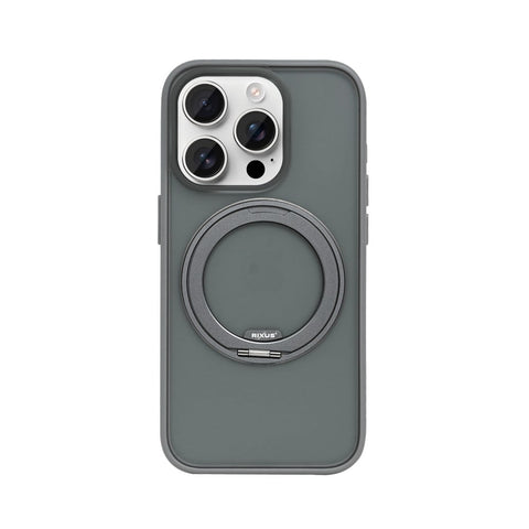 Coque Rixus SnapGrip 360 avec Anneau Support pour Apple iPhone 15 Pro - Gris
