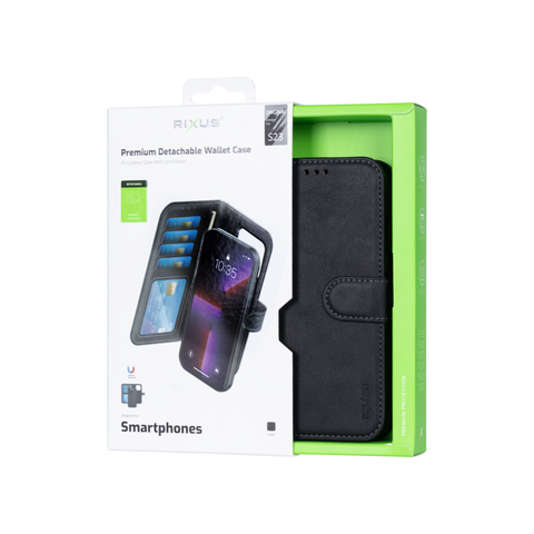 Portefeuille magnétique amovible Rixus Duo pour Samsung Galaxy S23 Noir