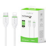 Câble Rixus RX2017L pour synchronisation des données et recharge rapide USB-C vers Lightning, 3 m
