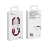 Câble Tressé USB-C vers USB-C 60W 100cm US80001M Boîte Détaillant pour Apple iPhone 15, 16, 17, 18 Series - Bordeaux