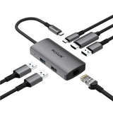 Adaptateur USB-C vers Ethernet HDMI Rixus RXHU07 avec station d'accueil, gris