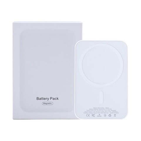 Batterie externe avec charge magnétique 15 W pour iPhone 12, 13, 14, 15, 16, 17 – Blanc