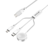 Câble de Charge 3-en-1 60W 1.2m pour Smartphone et Montre Rixus RXUC33 - Blanc