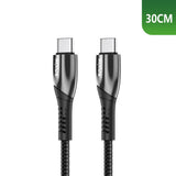 Câble de recharge rapide Rixus RXUC37C USB-C vers USB-C tressé en nylon 30 cm noir