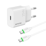 Chargeur Rapide avec Câble USB-C 25W Rixus RXHC05A - Blanc