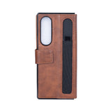 Étui portefeuille Rixus avec porte-stylo pour Samsung Galaxy Z Fold4 marron