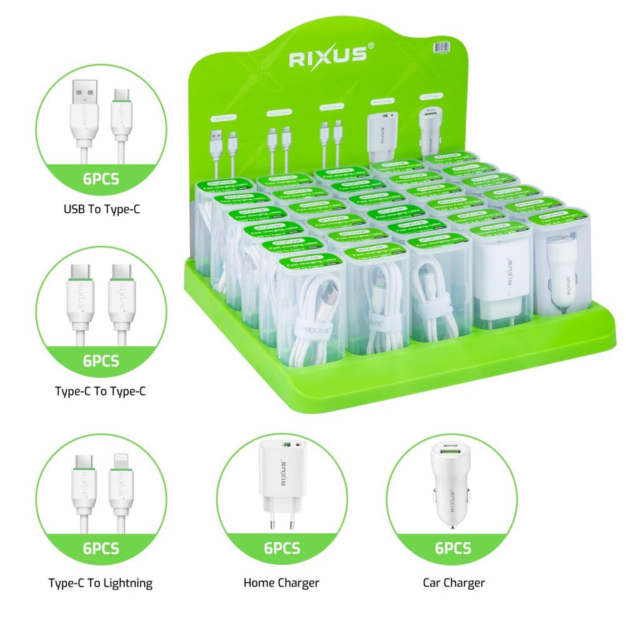 Présentoir de comptoir Rixus RXDS01 avec câbles et chargeurs
