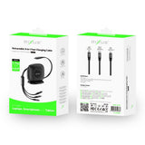 Chargeur rapide USB-C de bureau rétractable 3 en 1 Rixus RXUC61, 1,7 m, 100 W, noir