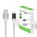 Câble USB-A vers Lightning tressé Rixus RXUC29AL avec écran LED blanc