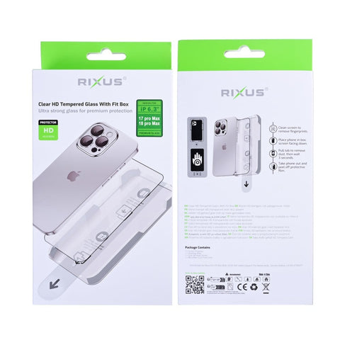 Verre Trempé Rixus Clear HD Avec Kit d'Installation Pour Apple iPhone 17 Pro Max, 18 Pro Max